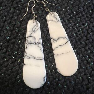 Turnback Pony Black and White Buffalo Earrings